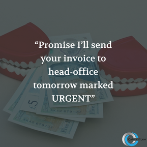 Promise I'll send your invoice to head-office tomorrow marked urgent